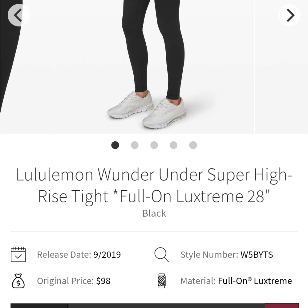 Lululemon Athletica Black Wunder Under High-Rise Leggings